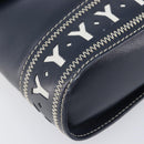 Saint Laurent Shoulder Bag Leather Navy Gold Auth 210914A-11
