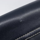 Saint Laurent Shoulder Bag Leather Navy Gold Auth 210914A-16