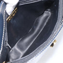 Saint Laurent Shoulder Bag Leather Navy Gold Auth 210914A-19