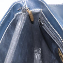 Saint Laurent Shoulder Bag Leather Navy Gold Auth 210914A-21
