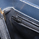 Saint Laurent Shoulder Bag Leather Navy Gold Auth 210914A-22