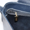 Saint Laurent Shoulder Bag Leather Navy Gold Auth 210914A-24