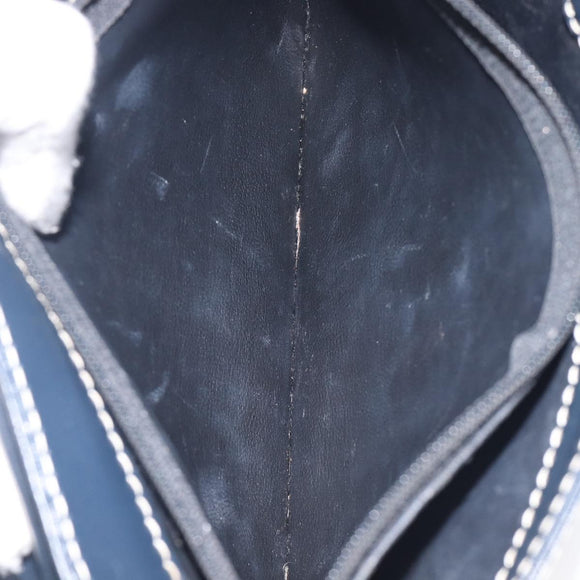 Saint Laurent Shoulder Bag Leather Navy Gold Auth 210914A