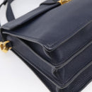 Miu Miu Madras Hand Bag Leather 2way Navy Gold Auth 210917A-13
