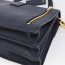 Miu Miu Madras Hand Bag Leather 2way Navy Gold Auth 210917A-14