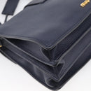 Miu Miu Madras Hand Bag Leather 2way Navy Gold Auth 210917A-15