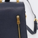 Miu Miu Madras Hand Bag Leather 2way Navy Gold Auth 210917A-17