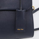 Miu Miu Madras Hand Bag Leather 2way Navy Gold Auth 210917A-19