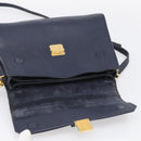 Miu Miu Madras Hand Bag Leather 2way Navy Gold Auth 210917A-20