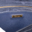 Miu Miu Madras Hand Bag Leather 2way Navy Gold Auth 210917A-21