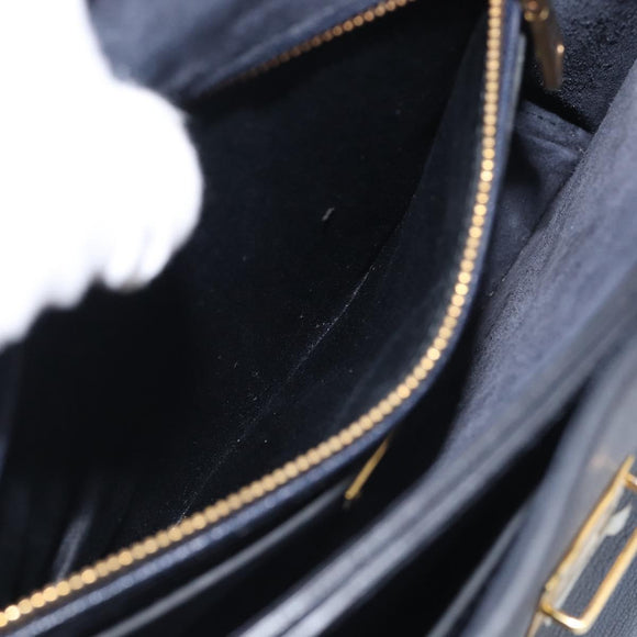 Miu Miu Madras Hand Bag Leather 2way Navy Gold Auth 210917A