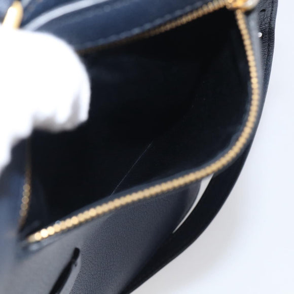 Miu Miu Madras Hand Bag Leather 2way Navy Gold Auth 210917A