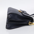 Miu Miu Madras Hand Bag Leather 2way Navy Gold Auth 210917A-5