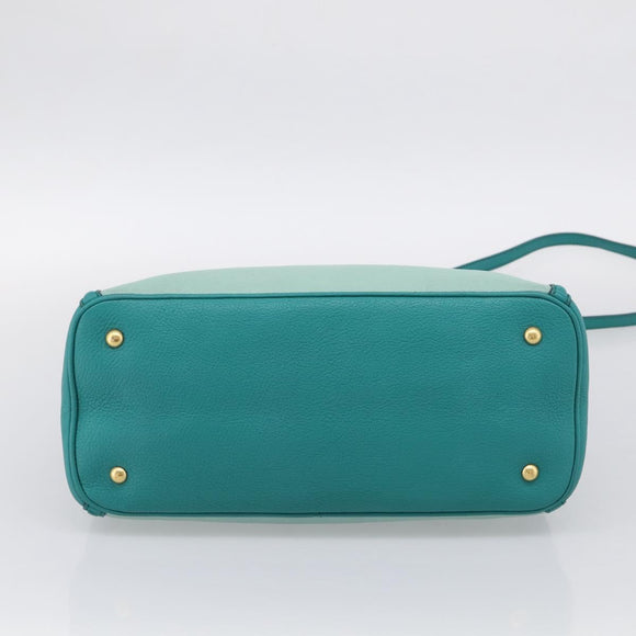 Miu Miu Madras Hand Bag Leather 2way Green Gold Auth 210919A