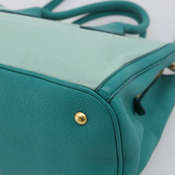 Miu Miu Madras Hand Bag Leather 2way Green Gold Auth 210919A