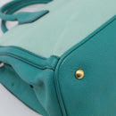 Miu Miu Madras Hand Bag Leather 2way Green Gold Auth 210919A-18