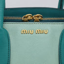 Miu Miu Madras Hand Bag Leather 2way Green Gold Auth 210919A-19