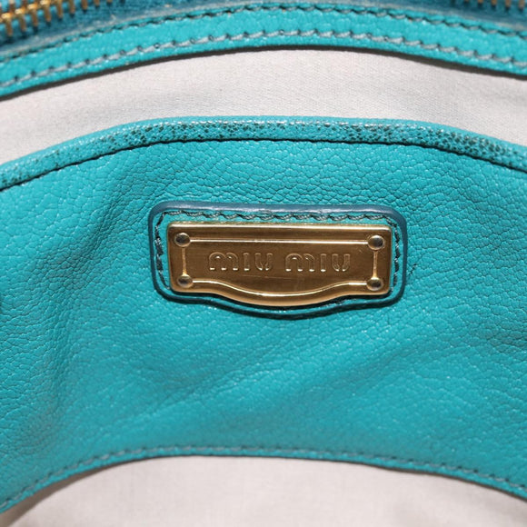 Miu Miu Madras Hand Bag Leather 2way Green Gold Auth 210919A