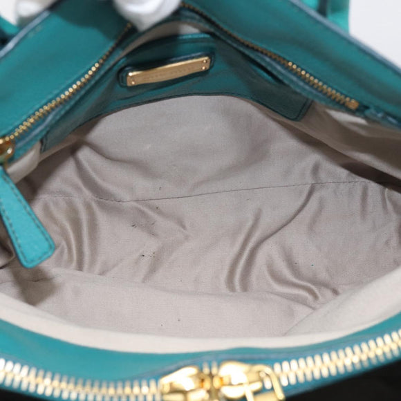 Miu Miu Madras Hand Bag Leather 2way Green Gold Auth 210919A