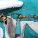 Miu Miu Madras Hand Bag Leather 2way Green Gold Auth 210919A-24