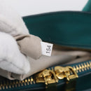 Miu Miu Madras Hand Bag Leather 2way Green Gold Auth 210919A-12