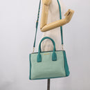 Miu Miu Madras Hand Bag Leather 2way Green Gold Auth 210919A-29