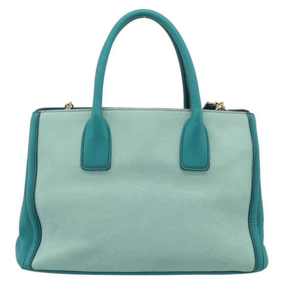 Miu Miu Madras Hand Bag Leather 2way Green Gold Auth 210919A