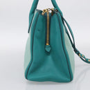 Miu Miu Madras Hand Bag Leather 2way Green Gold Auth 210919A-3