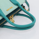 Miu Miu Madras Hand Bag Leather 2way Green Gold Auth 210919A-7