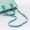 Miu Miu Madras Hand Bag Leather 2way Green Gold Auth 210919A-8