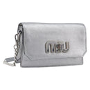 Miu Miu Shoulder Bag Leather Silver Auth 210923A-1