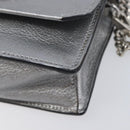 Miu Miu Shoulder Bag Leather Silver Auth 210923A-12