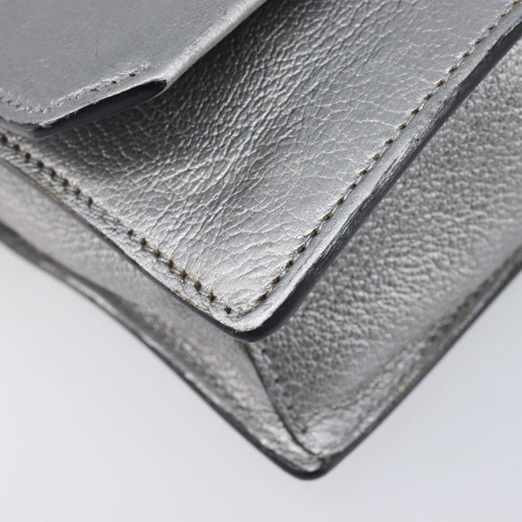 Miu Miu Shoulder Bag Leather Silver Auth 210923A