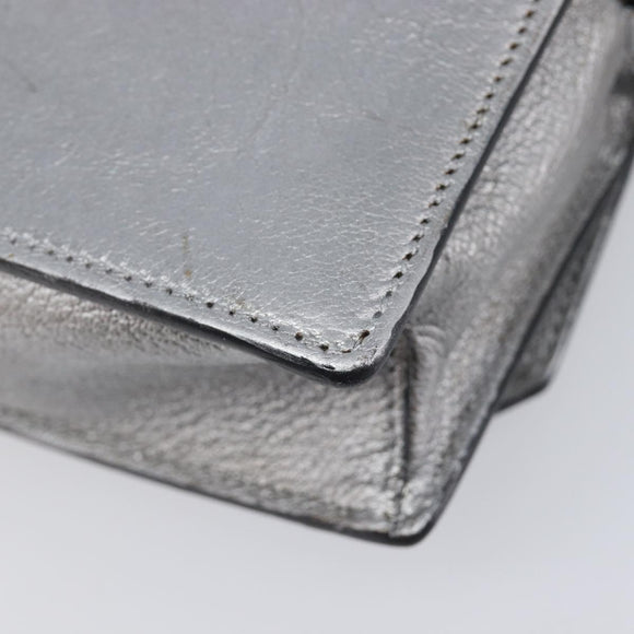 Miu Miu Shoulder Bag Leather Silver Auth 210923A