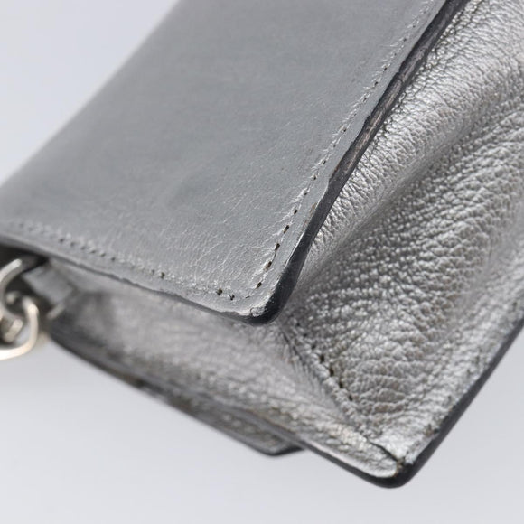 Miu Miu Shoulder Bag Leather Silver Auth 210923A