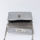 Miu Miu Shoulder Bag Leather Silver Auth 210923A-17