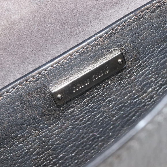 Miu Miu Shoulder Bag Leather Silver Auth 210923A
