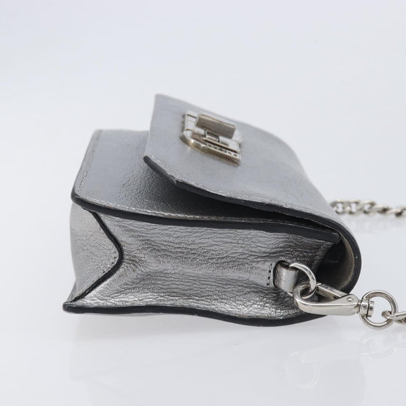 Miu Miu Shoulder Bag Leather Silver Auth 210923A