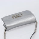 Miu Miu Shoulder Bag Leather Silver Auth 210923A-6