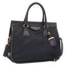 PRADA Hand Bag Nylon 2way Black Gold Auth 210925A-1