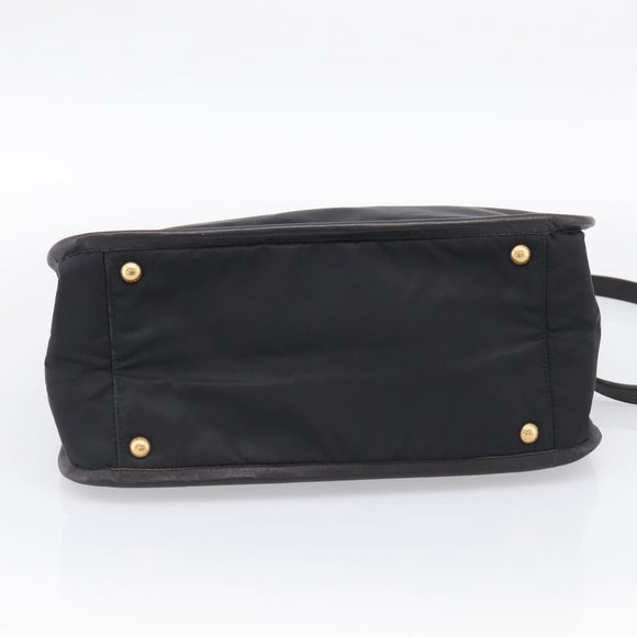 PRADA Hand Bag Nylon 2way Black Gold Auth 210925A