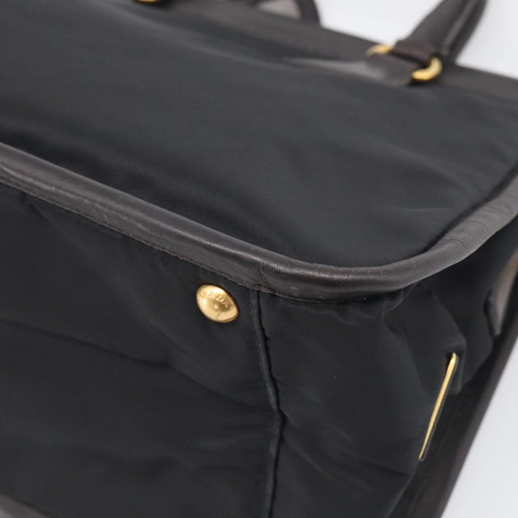PRADA Hand Bag Nylon 2way Black Gold Auth 210925A