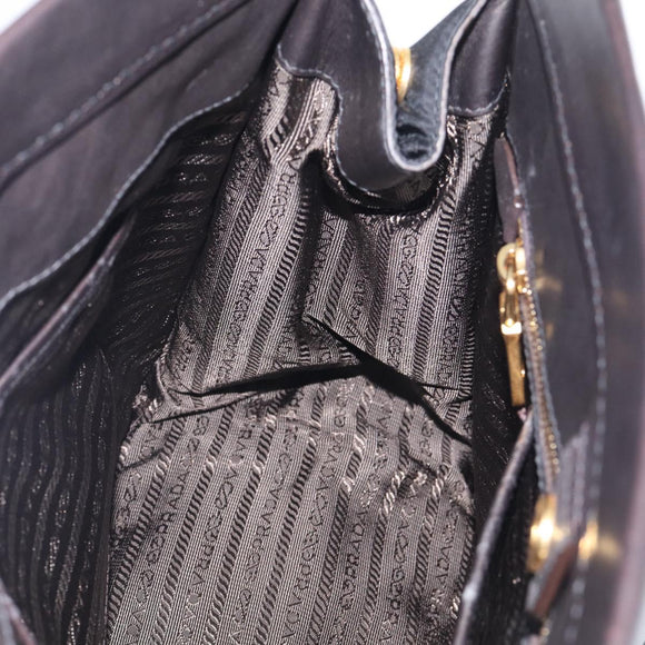 PRADA Hand Bag Nylon 2way Black Gold Auth 210925A