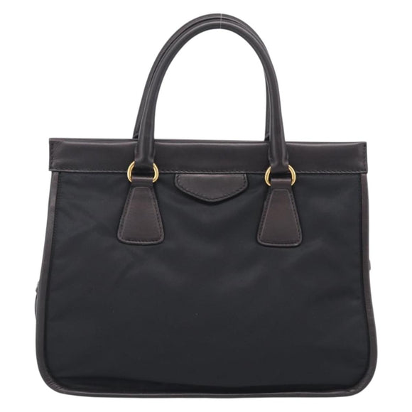 PRADA Hand Bag Nylon 2way Black Gold Auth 210925A