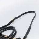 PRADA Gathered Hand Bag Leather 2way Black Gold Auth 210929V-10