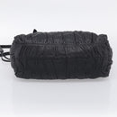 PRADA Gathered Hand Bag Leather 2way Black Gold Auth 210929V-11
