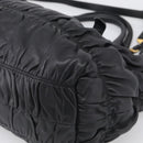 PRADA Gathered Hand Bag Leather 2way Black Gold Auth 210929V-12