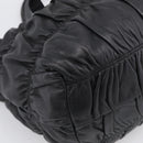 PRADA Gathered Hand Bag Leather 2way Black Gold Auth 210929V-13