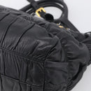 PRADA Gathered Hand Bag Leather 2way Black Gold Auth 210929V-14