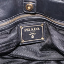 PRADA Gathered Hand Bag Leather 2way Black Gold Auth 210929V-19